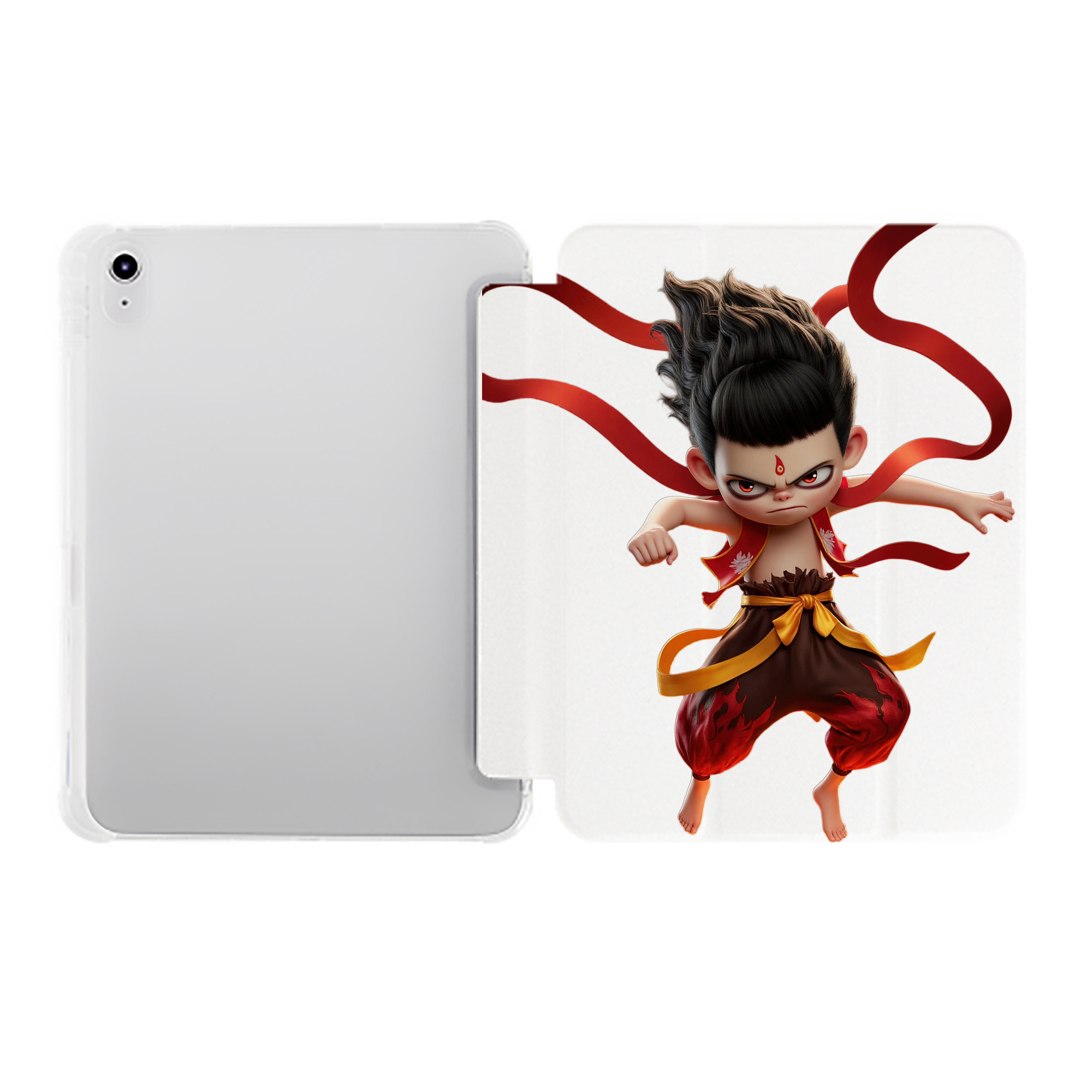 （画像用） Ne Zha 2 ナタ 魔童の大暴れ IPad ケース ペン収納付き 三つ折りスタンド PUレザー×シリコン 対応機種9.5/10.5/10.9インチ
